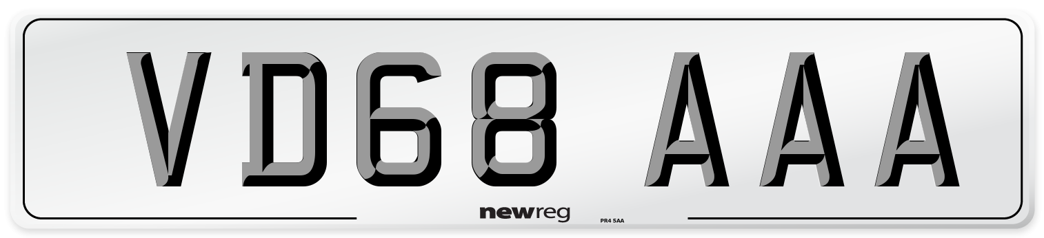 VD68 AAA Number Plate from New Reg